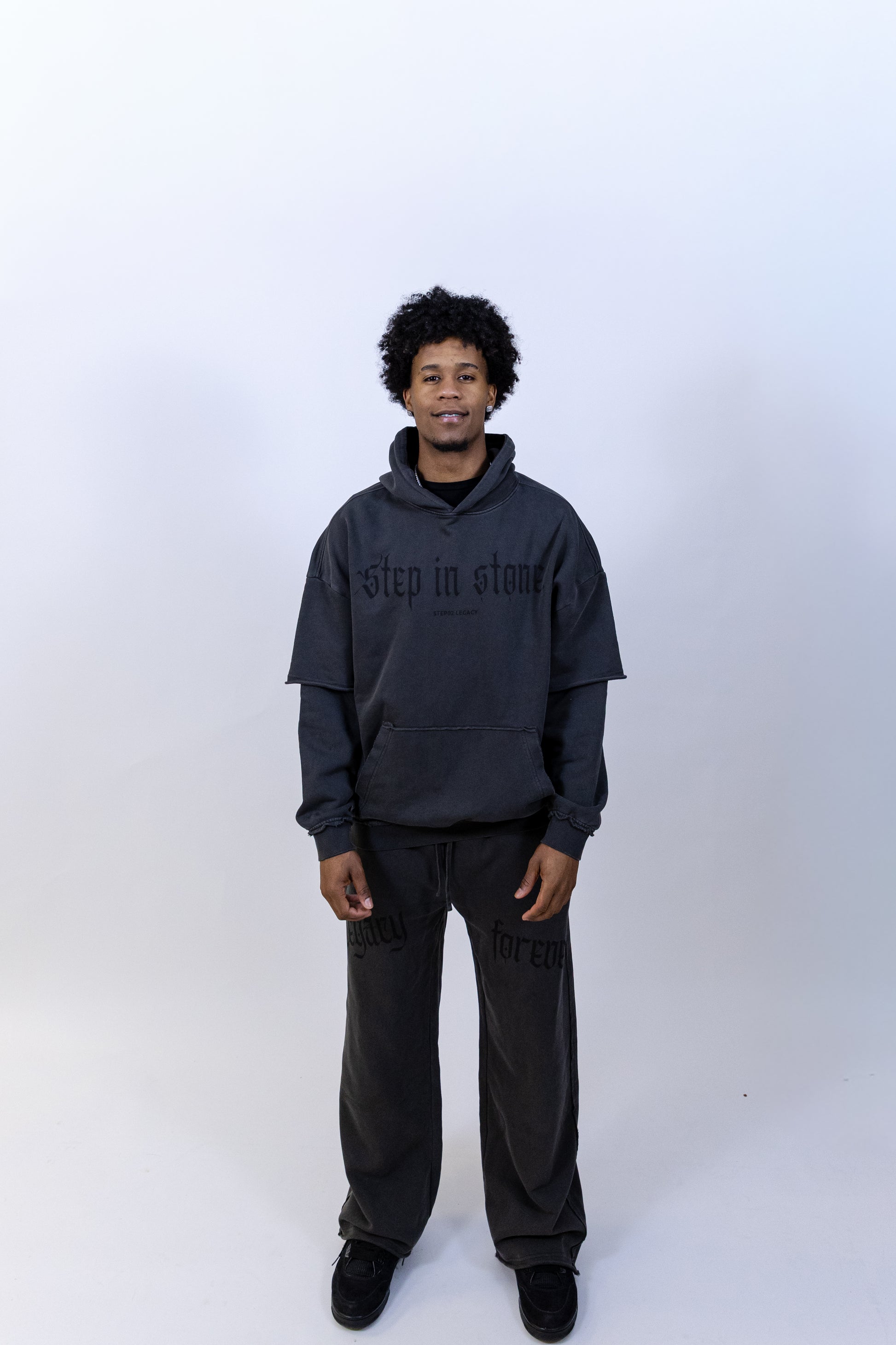 “STEP IN STONE” Double-Layer Hoodie