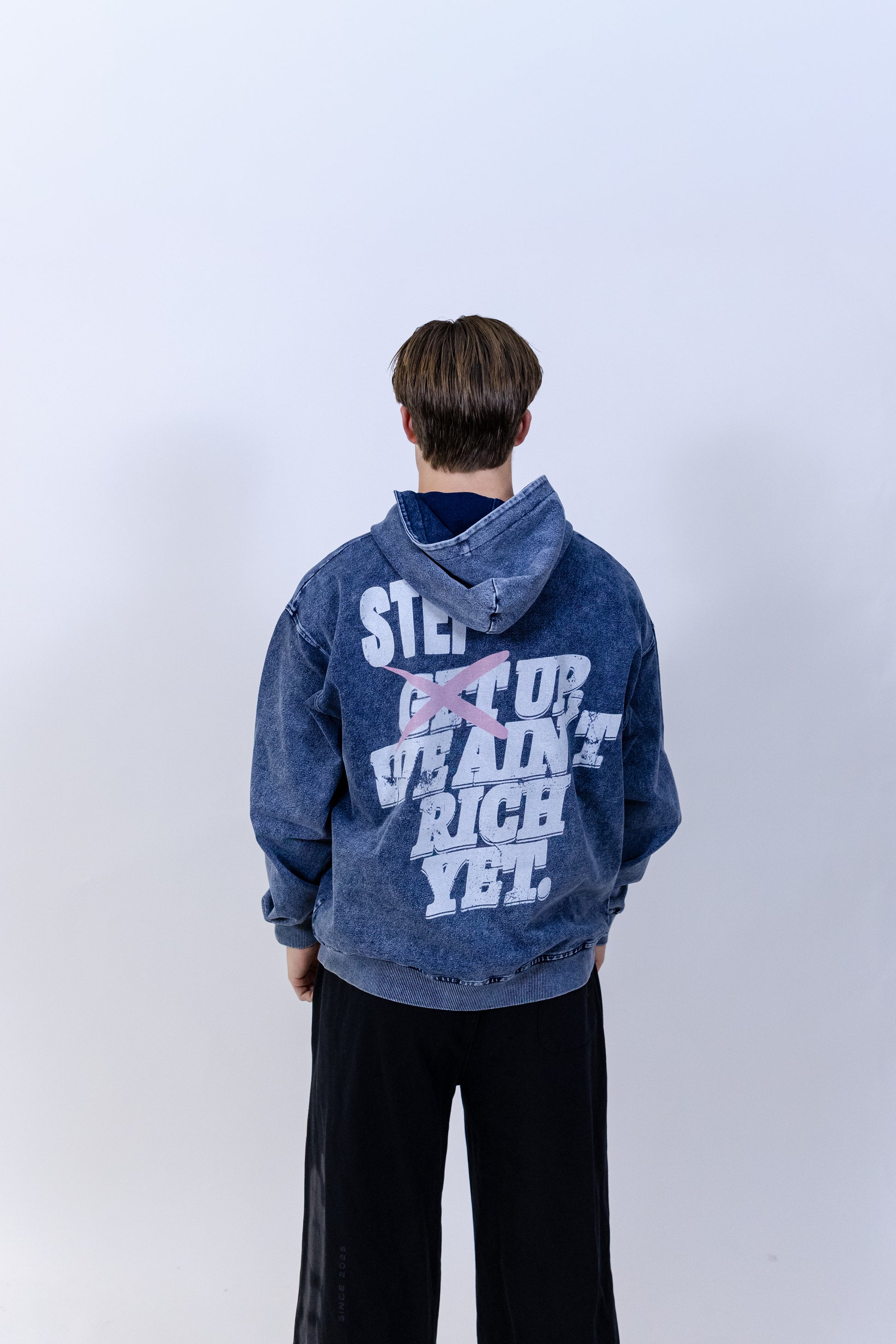 “STEP DENIM” Oversized Zip-Up Hoodie