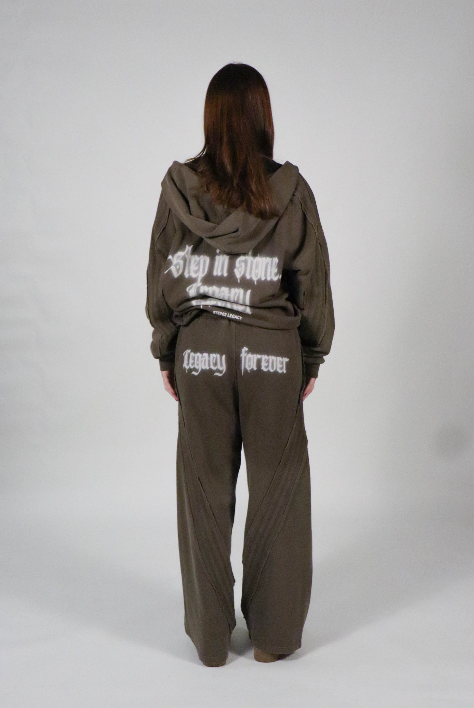 “LEGACY” Raw-Edge Zip Hoodie