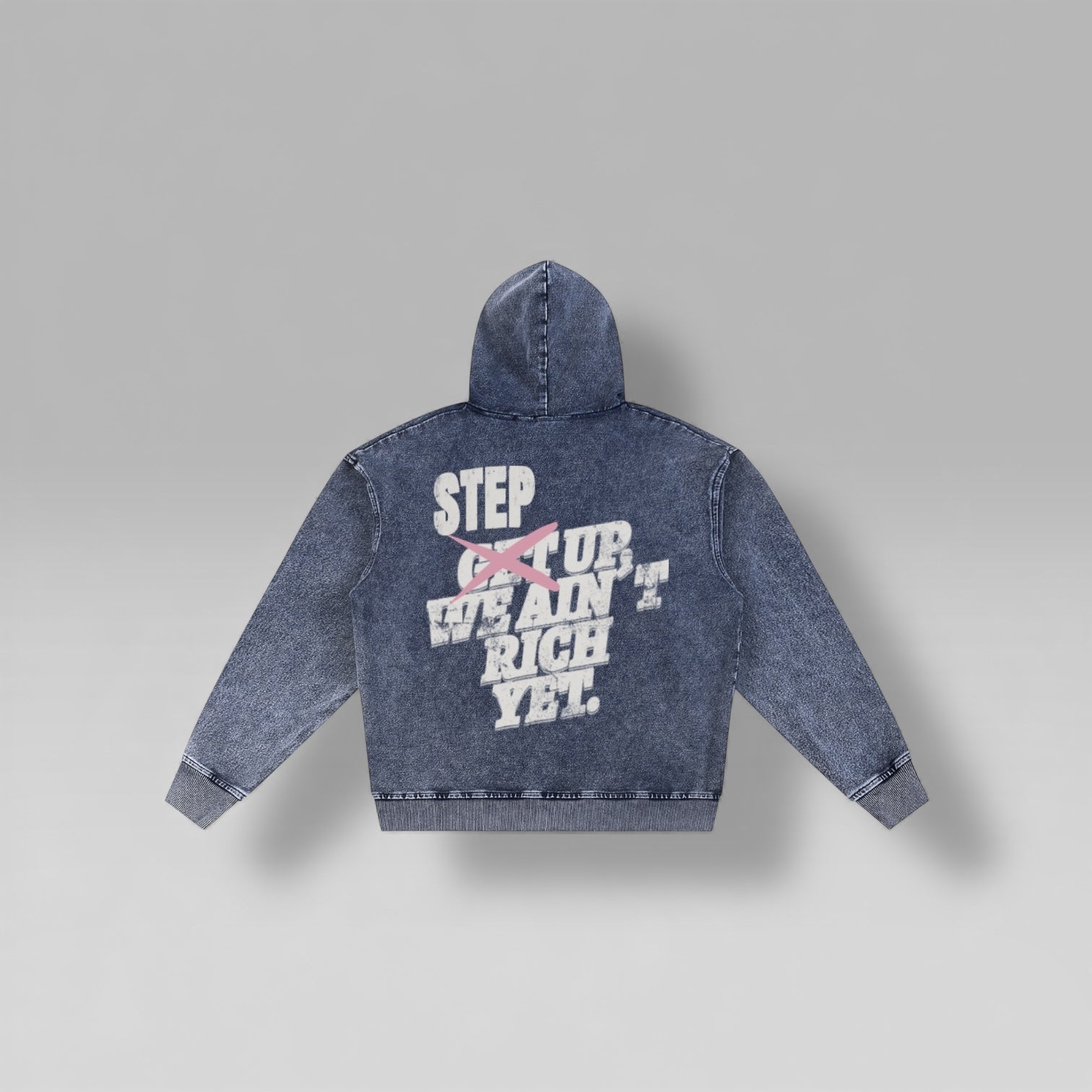 “STEP DENIM” Oversized Zip-Up Hoodie