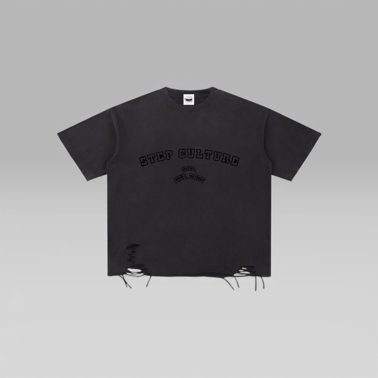 “STEP CULTURE” Raw-Hem T-Shirt